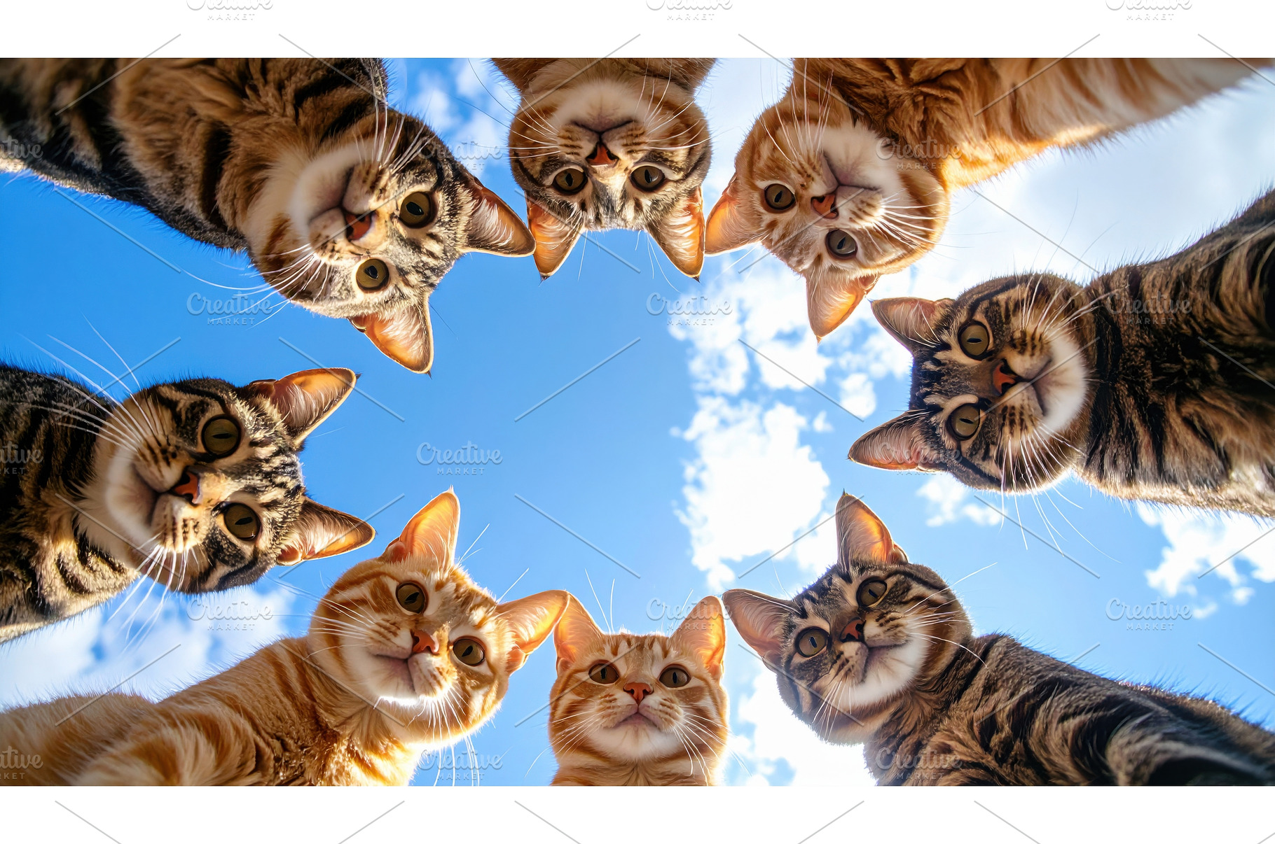 Group of cats forming a circle while, an Animal Photo by Igor Tichonow