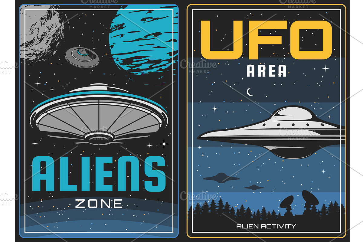 UFO aliens and outer space, a Technology Illustration by Vector Tradition