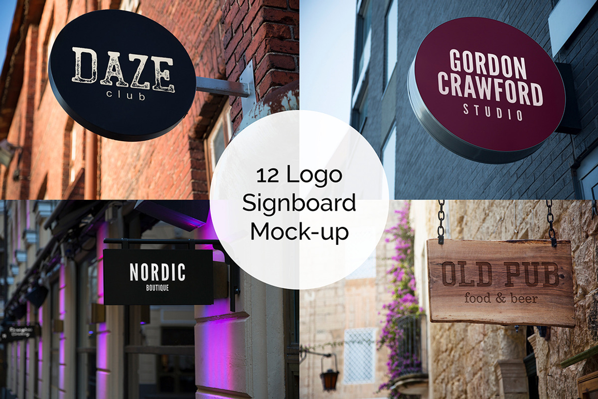 12 Logo Signboard Mock-up Bundle, a Product Mockup by The Art of Pics (Photo 1 of 3)