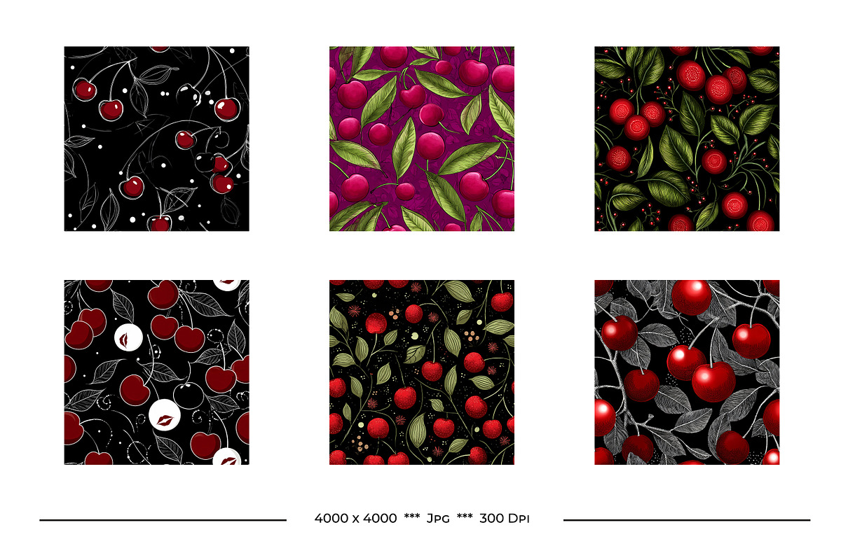 Cherry Retro Art Style Patterns, a Pattern Graphic by karenfoleyphoto (Photo 6 of 15)