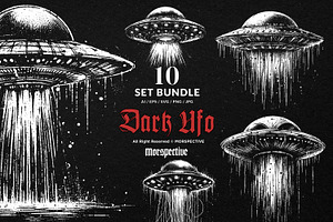 10 Bundle Dark Art UFO Plane Alien, an Illustration by Morspective