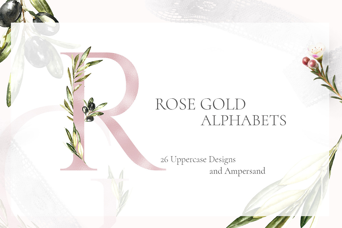 Watercolor Olive greenery clipart, a Decorative Illustration by Catherine Wheel (Photo 5 of 19)