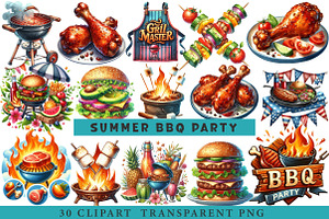 Summer BBQ Party Clipart, an Illustration by cherrydesign