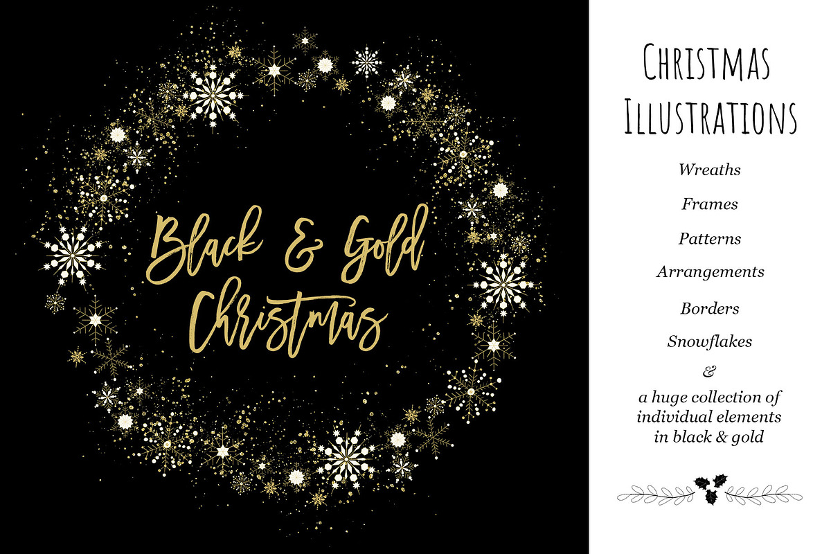 Black & Gold Christmas, a Seasonal Illustration by Maggie Stilwell Design (Photo 1 of 10)