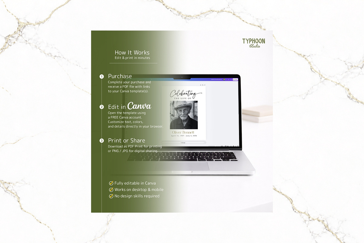 3 Panel Funeral Collage Canva FR009, a Poster Template by TyphoonStudio (Photo 8 of 9)