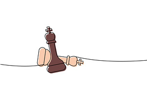Abstract line art of two chess kings, an Illustration by GraphiShop