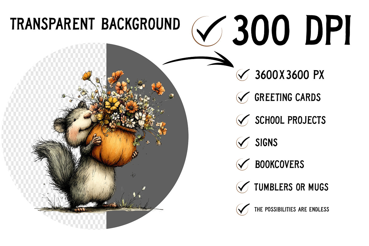 Quirky Woodland Animals PNG Clipart, a Seasonal Illustration by Craft Nest (Photo 2 of 6)