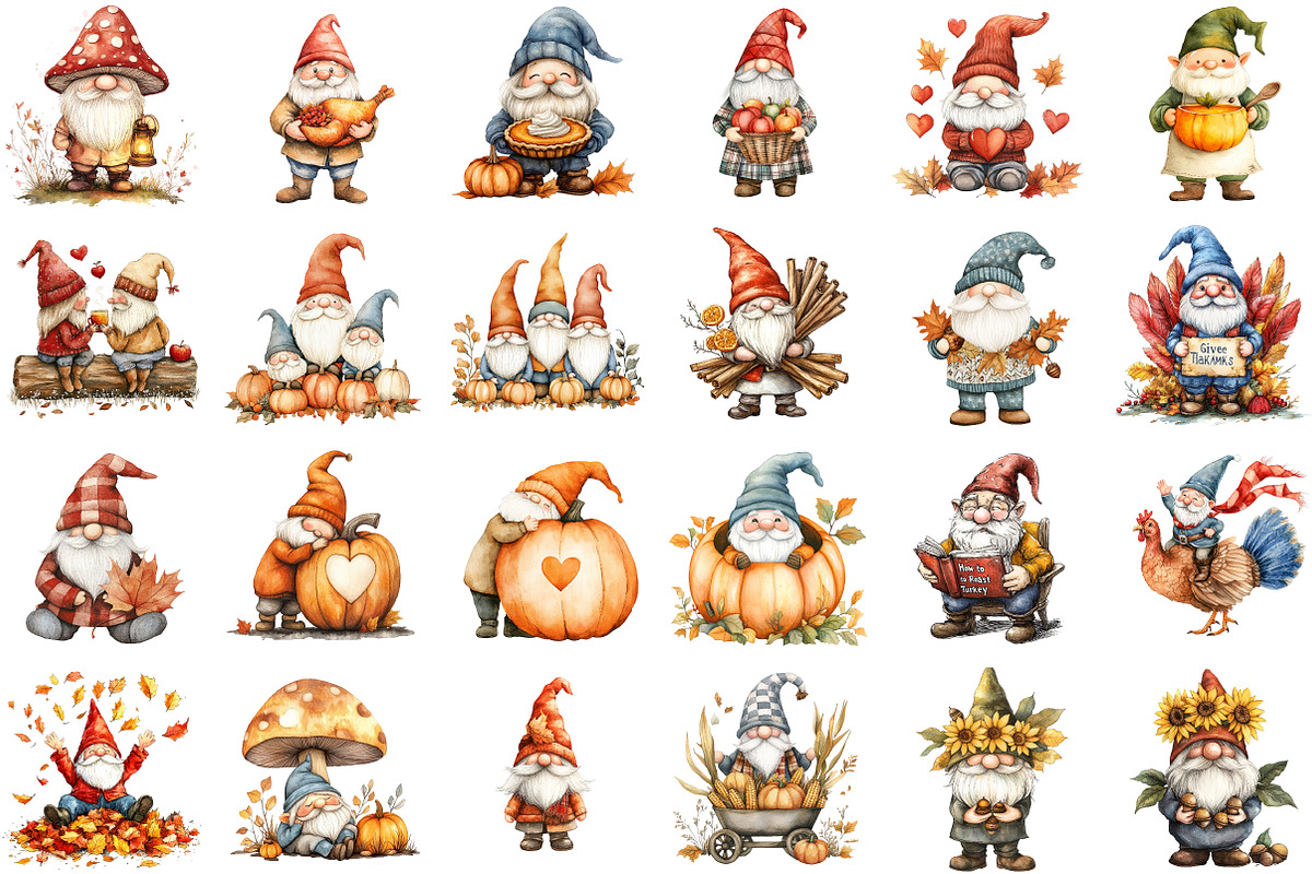 Fall Vibes Gnomes Thanksgiving Clipa, an Illustration by Sublimation Artist (Photo 2 of 6)