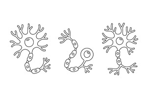 Three neuron cells with axons and, an Illustration by GraphiShop