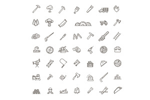 The forest industry icon set, an Illustration by Tettygreen