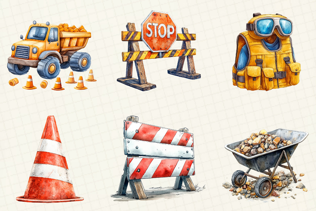 Watercolor Construction Clipart, an Illustration by OK Design (Photo 5 of 5)