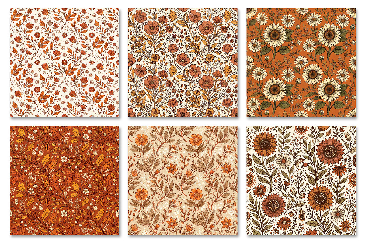 Autumn Floral Digital Paper, a Texture Graphic by Dream Creation (Photo 6 of 7)