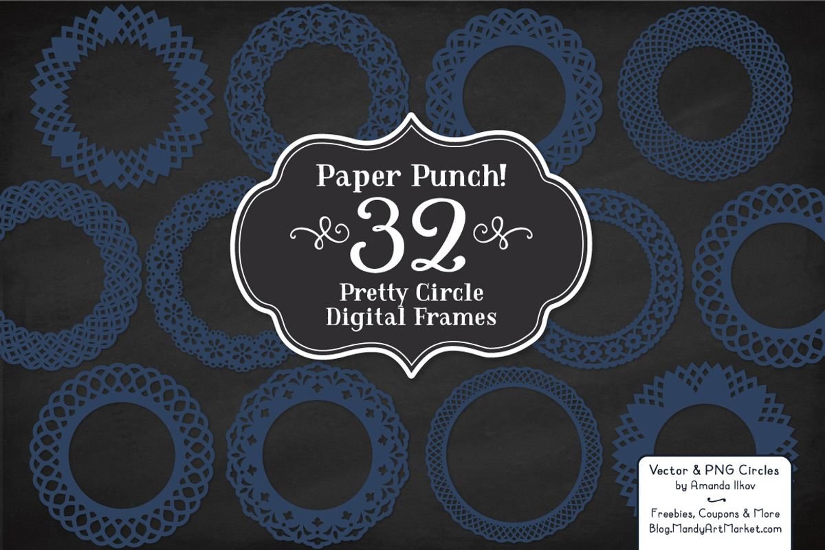 Navy Lace Circle Vector Frames, an Illustration by Amanda Ilkov (Photo 2 of 5)