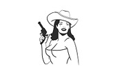 Cowgirl with gun graphic, a Person Illustration by Anastasy_helter (Thumbnail 3 of 3)
