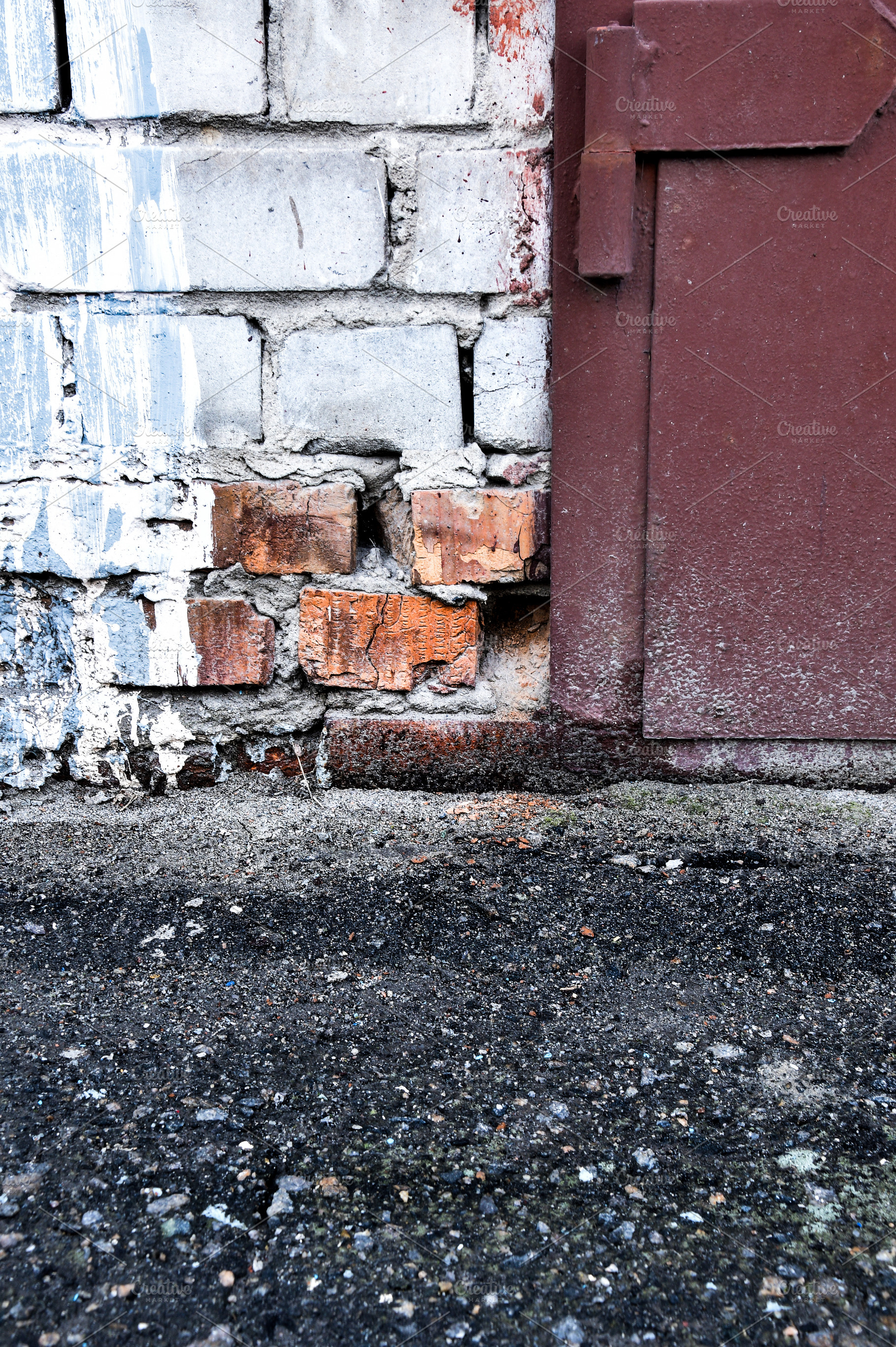 Weathered brick wall with rusty meta, a Background Photo by Apolonia