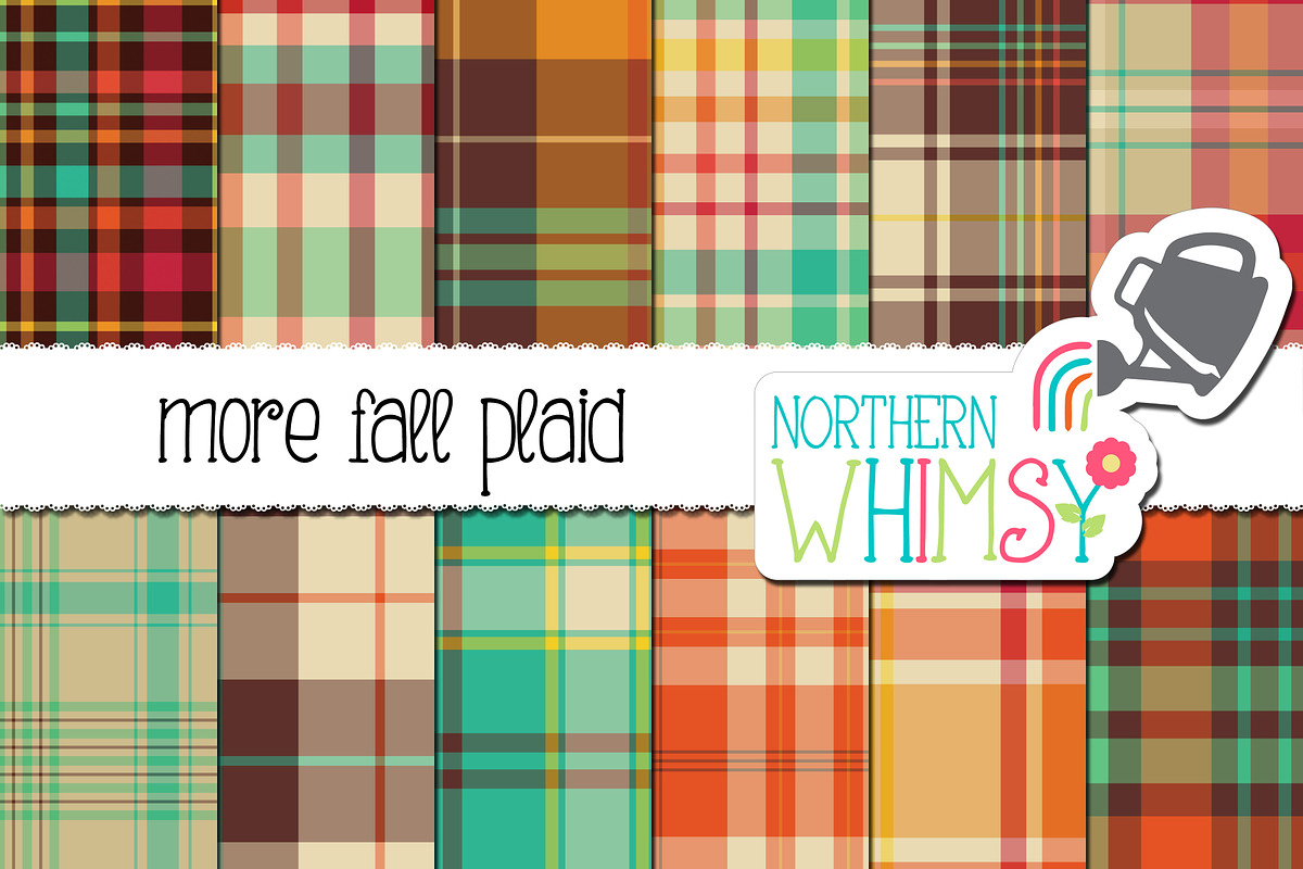 Bright Fall Seamless Plaid Patterns, a Pattern Graphic by Northern Whimsy Design