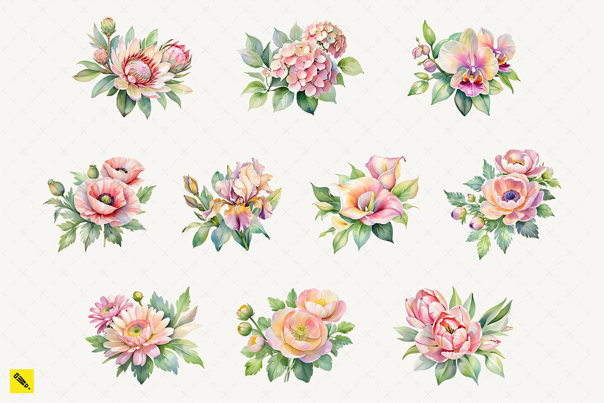 Watercolor Flowers vol.1 - 10 PNGs, a Graphic by DesignWP (Photo 2 of 5)