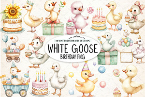 Watercolor Baby White Goose Birthday, an Illustration by Watercolor design