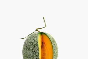 Cantaloupe melon on white background featuring clipping path, isolated, and