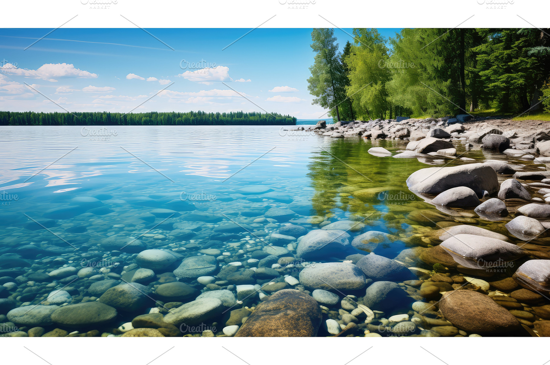 smooth stones in water ai generated, a Nature Photo by pikepicture