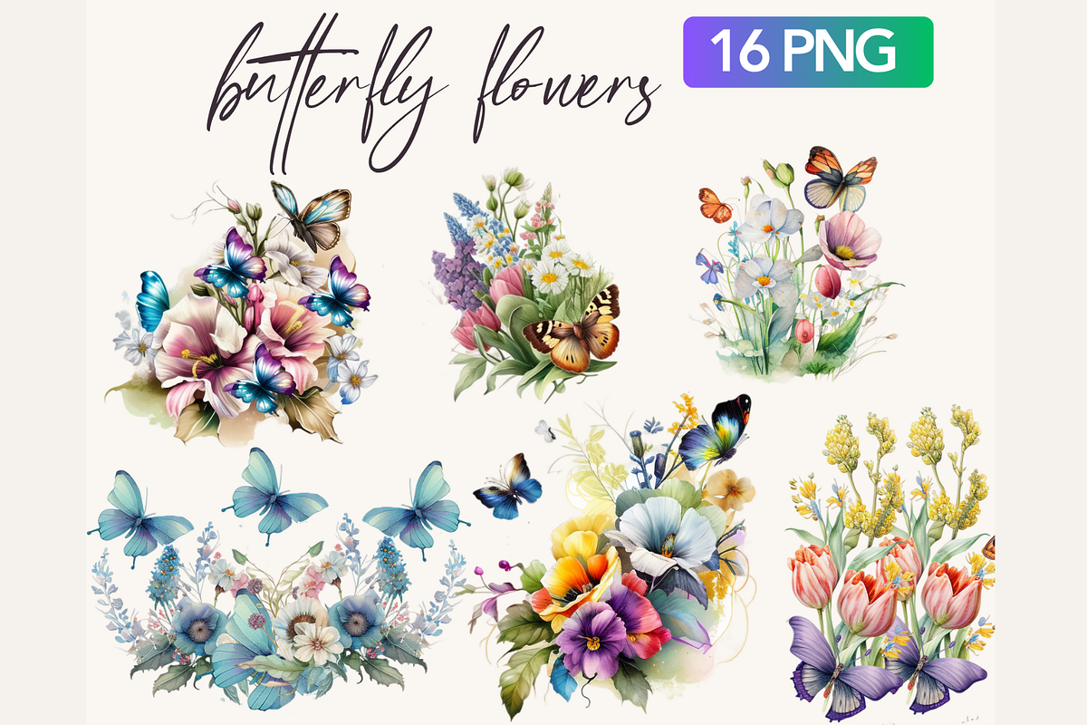 Flowers Butterfly PNG Sublimation, an Animal Illustration by TimCanvaTemplate (Photo 4 of 5)