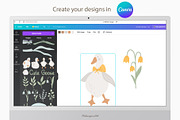 Cute Goose clipart & pattern for kid, an Animal Illustration by polikarpovaart (Thumbnail 5 of 9)