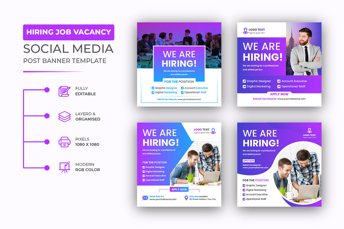 Hiring And Job Vacancy Social Media, a Social Media Template by Mk_Studio (Photo 1 of 5)