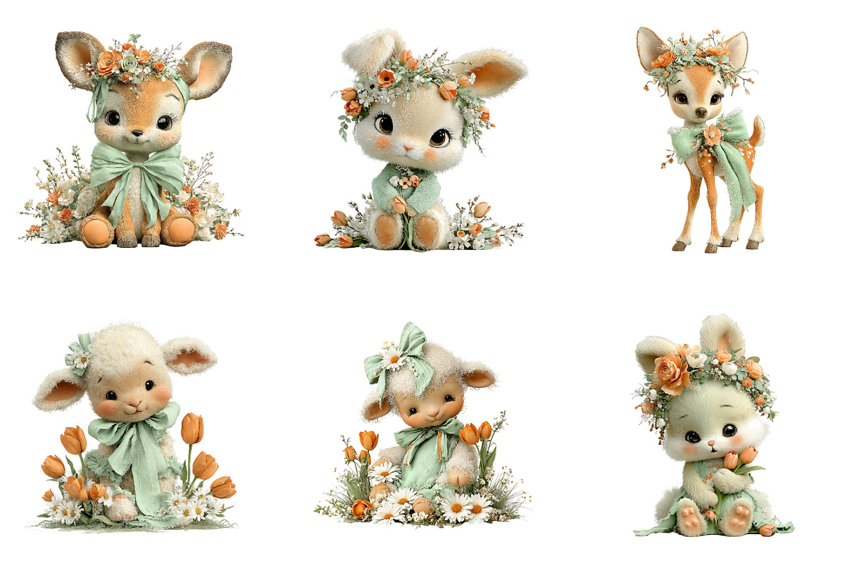 Spring Flower Animal Sublimation Cli, an Illustration by CreationArt (Photo 7 of 7)
