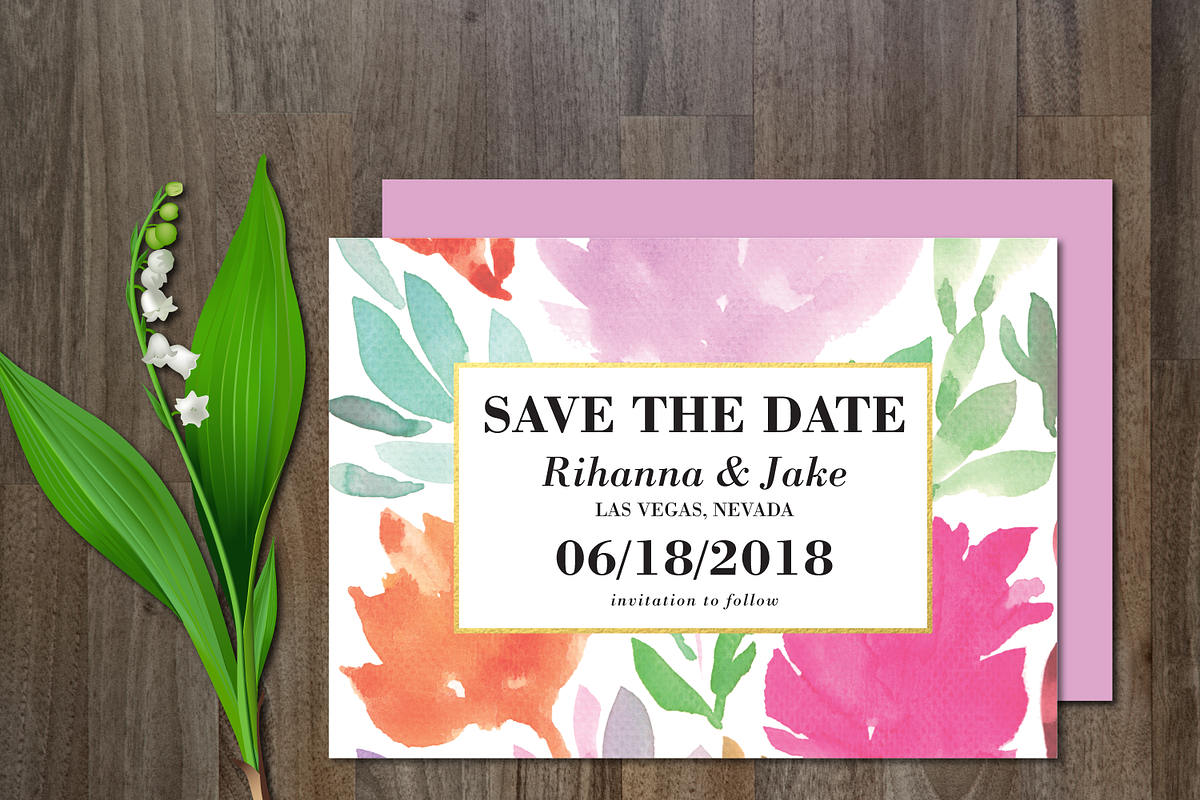 Watercolor Flower Wedding Suite, an Invitation Template by aticnomar (Photo 3 of 5)