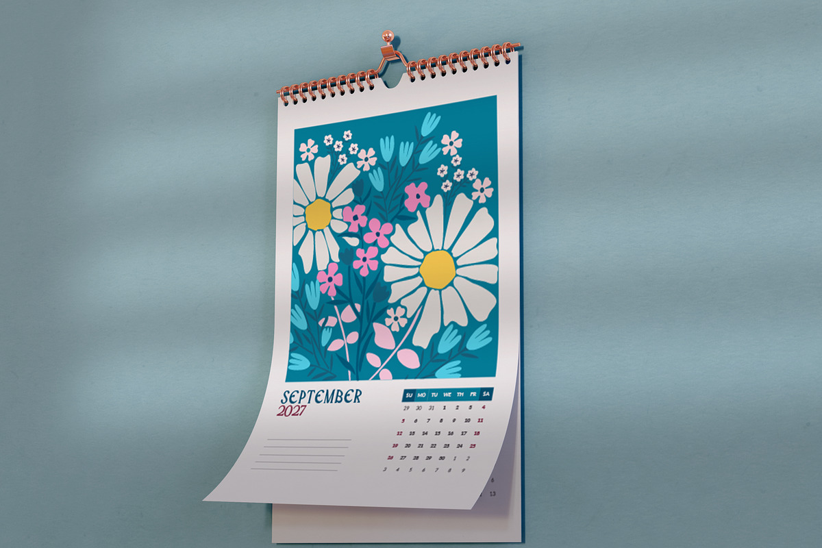 2027 Floral Calendar Template Vector, a Stationery Template by Peacock_design (Photo 12 of 15)