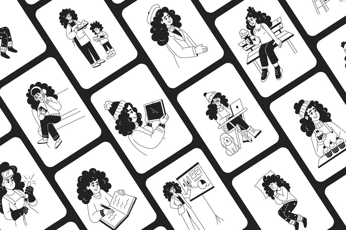Girl Illustration Art Set, an Outline Icon by Vectors Market (Photo 6 of 9)