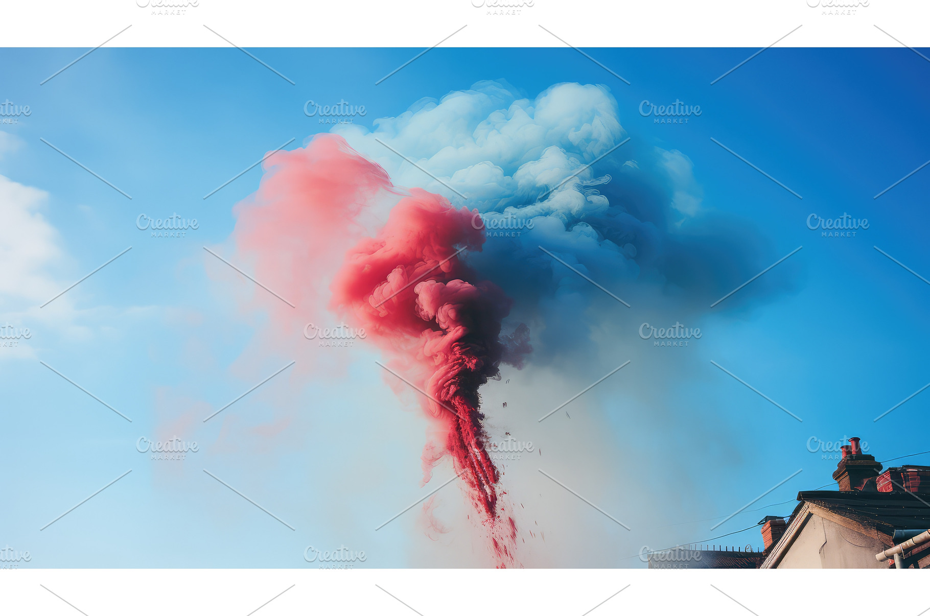 dramatic red blue smoke ai generated, an Abstract Photo by pikepicture