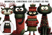 Whimsical Christmas Cat Clipart, an Illustration by Libby Wishes (Thumbnail 1 of 7)
