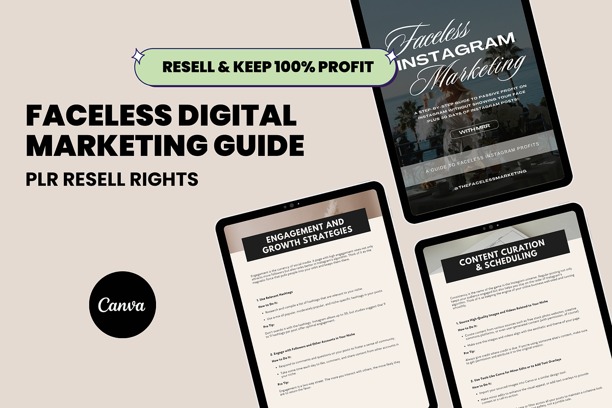 MRR Faceless Digital Marketing Ebook, a Magazine Template by Design By Hira (Photo 1 of 11)