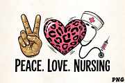 Peace love nursing leopard heart des, an Illustration by CrexoraLab (Thumbnail 1 of 4)