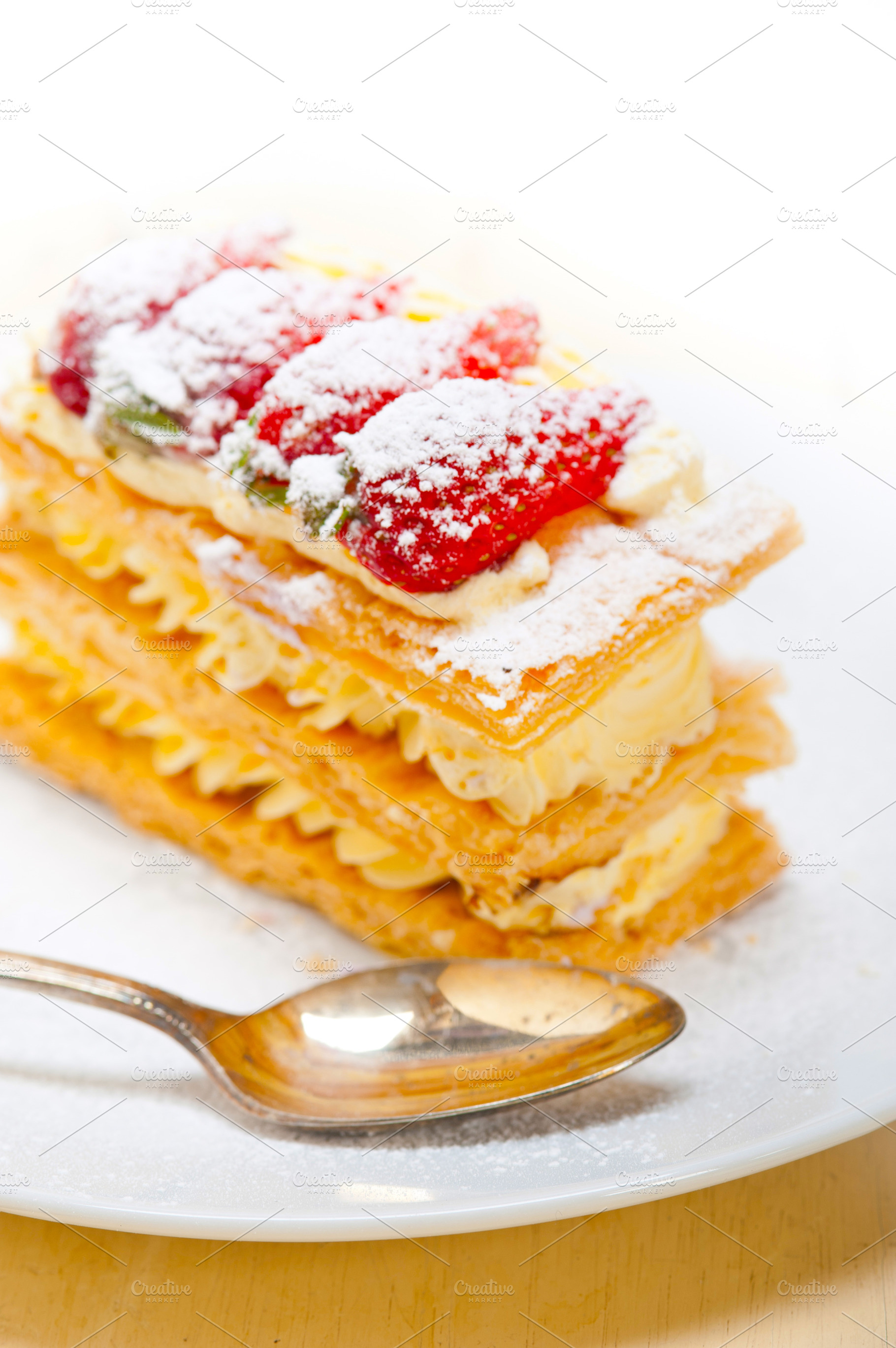 napoleon strawberry cake dessert, a Background Photo by keko64