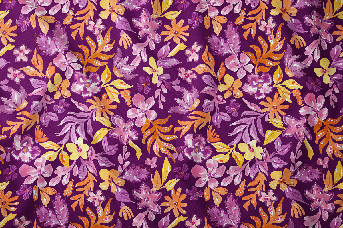 Purple Floral Seamless Pattern, a Pattern Graphic by SirenaArt (Photo 7 of 15)
