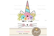 Caticorn face Clipart, Cat Unicorn, an Illustration by JennyL Designs (Thumbnail 4 of 4)