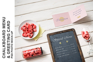 Chalkboard and Greeting Card Mockup