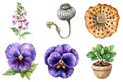 Watercolor Vintage Botanical Clipart, a Seasonal Illustration by CitraGraphics (Thumbnail 6 of 9)