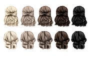 Hair clipart large set, an Illustration by Elenbushe (Thumbnail 6 of 11)