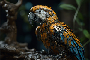 Steelpunk Metallic Parrot. Generate