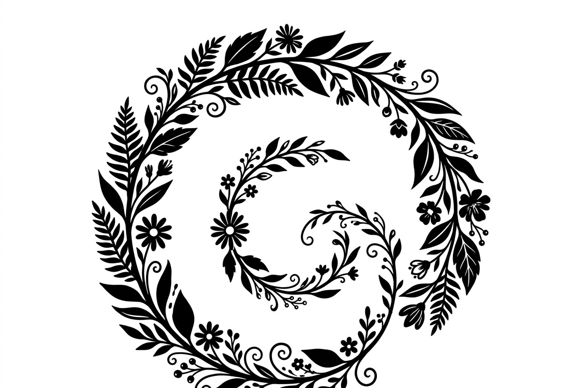 50 Elegant Floral Leaf Spiral Frame, a Decorative Illustration by Amazin_art (Photo 8 of 39)