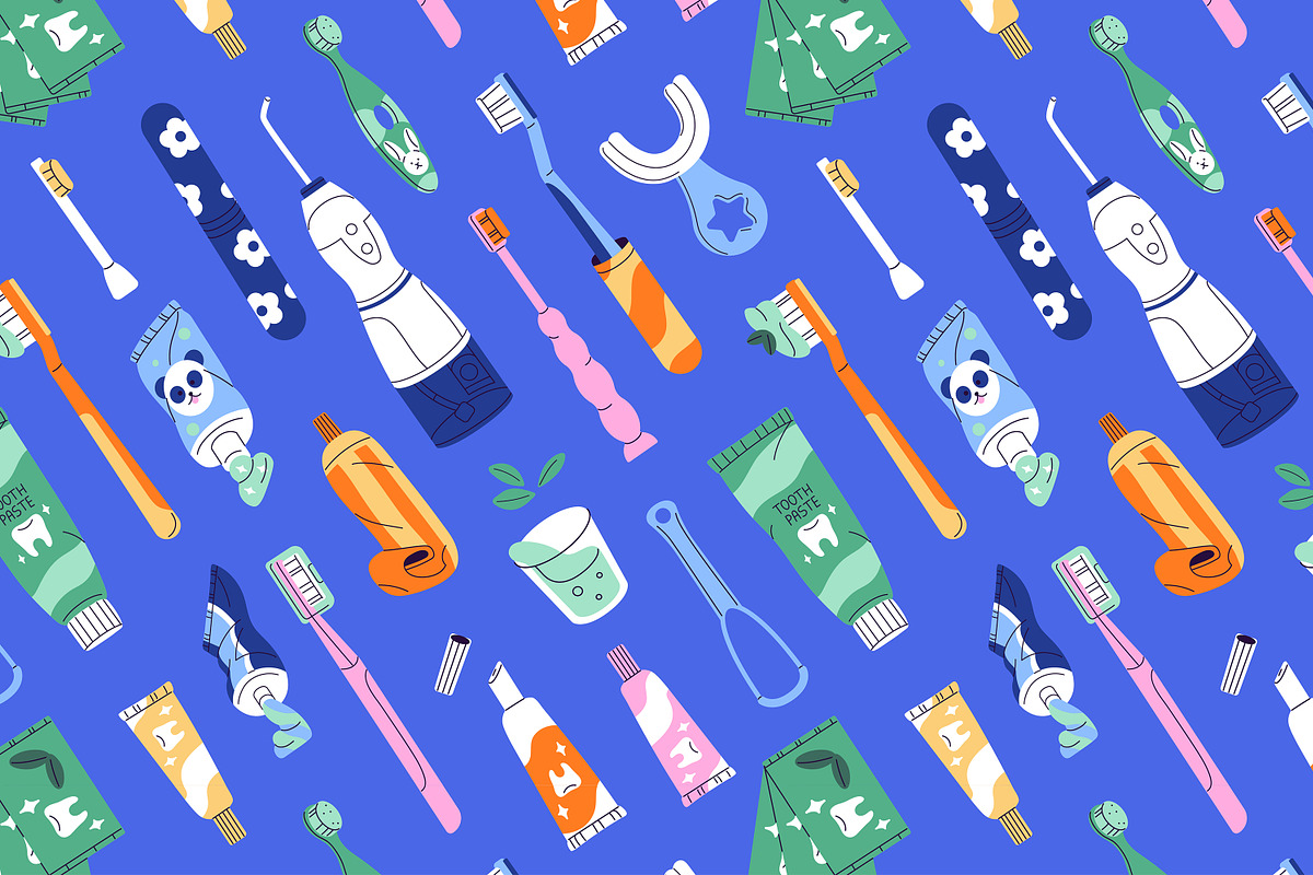 Tooth care set, patterns, banner, a Healthcare Illustration by PaperTrident (Photo 6 of 7)