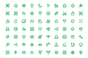 225 Nature Line Icons Set