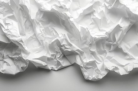 Abstract texture of white crumpled paper with soft shadows, a Photo by AS photostudio