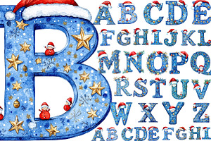 Blue Christmas Alphabet Clipart