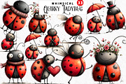 Quirky Ladybug Clipart, an Illustration by Watercolor design (Thumbnail 1 of 6)