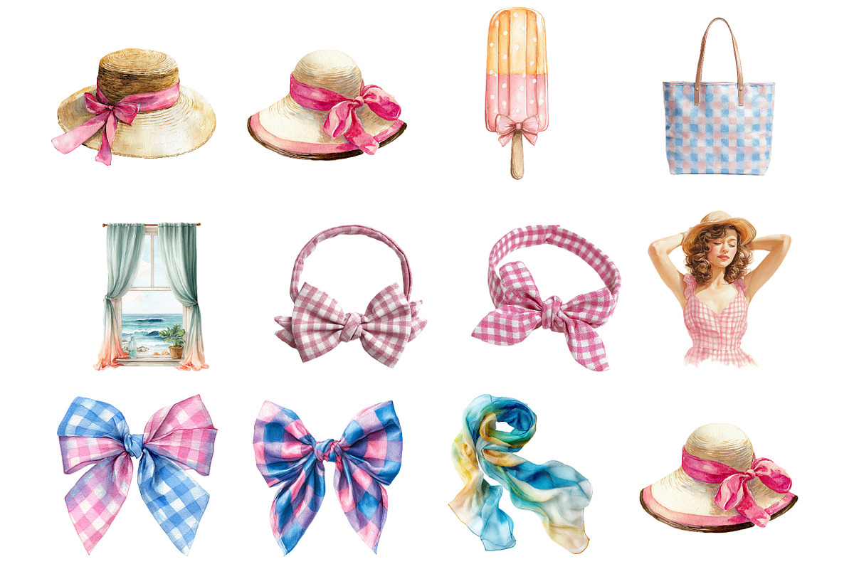 Watercolor Summer Chic Clipart, an Illustration by DreamArtGraphic (Photo 2 of 4)