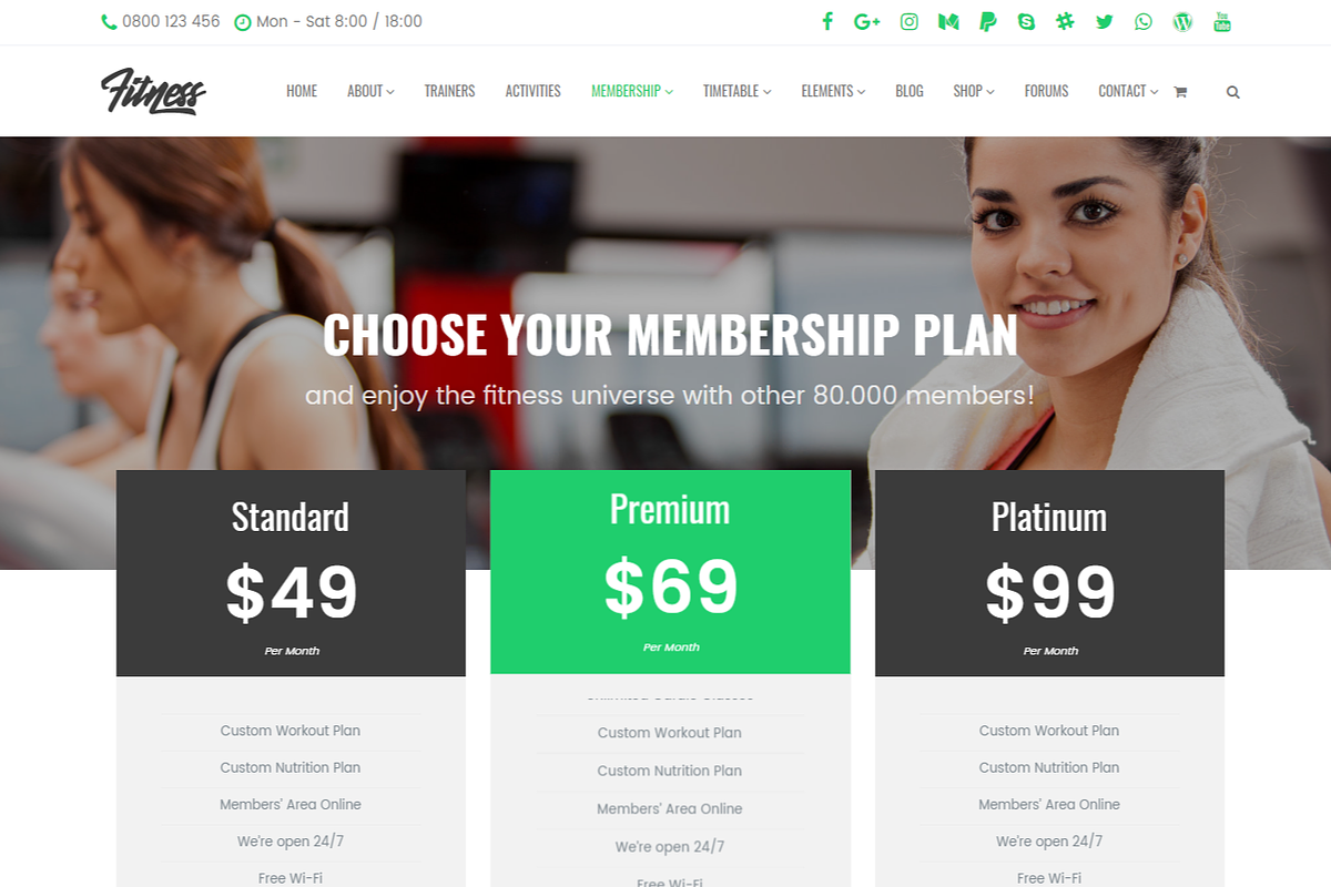 Fitness & Club WordPress Theme, a WordPress Template by Visualmodo (Photo 10 of 17)